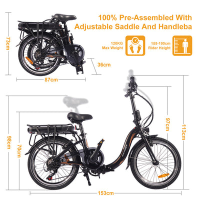 FAFREES 20F054 Folding Electric Bike, 20 Inch Electric Bicycle,250W 36V 10AH City E-Bike 25KM/H