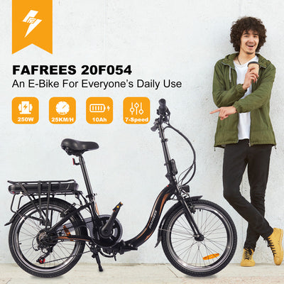 FAFREES 20F054 Folding Electric Bike, 20 Inch Electric Bicycle,250W 36V 10AH City E-Bike 25KM/H