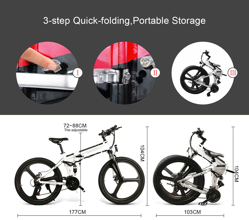 EU Stock Samebike LO26 Moped Electric Bike 350W Smart Folding Bike E-bike