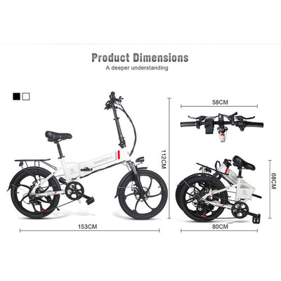 Samebike 20LVXD30 Folding Electric Bike, 48V 350W 10.4AH Smart City E-Bike for Men Women, Top Speed 35km/h Max Load 90KG