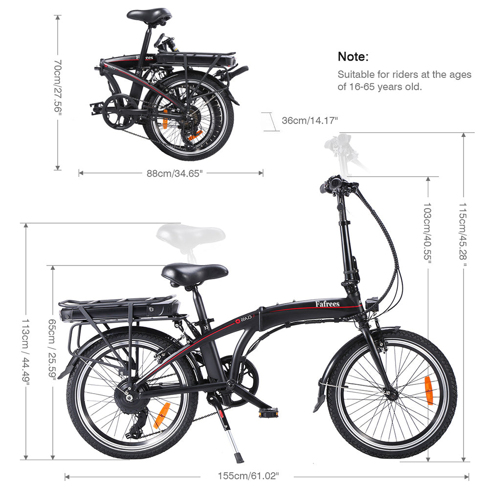 Fafrees 20F039 Electric Bike,20 Inch 250W 10AH Folding E-Bike Top Speed 25km/h Max Load 120kg