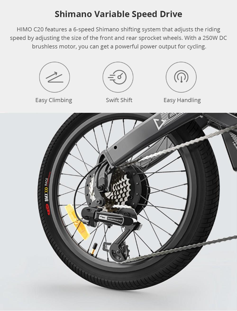 Xiaomi HIMO C20 250W Electric Bike for Adult 10AH Electric Ebike Electric Bicycle load 100kg für pendeln