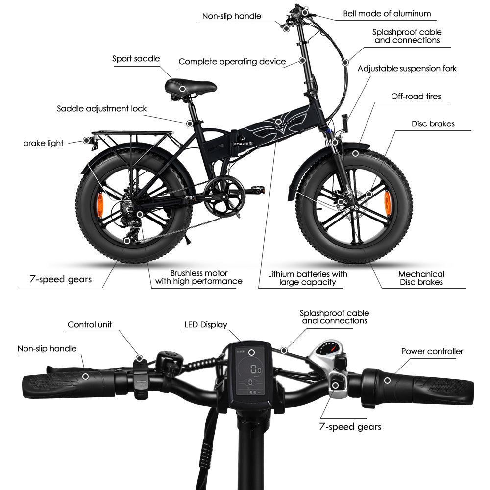 [EU LAGER] ENGWE EP-2 PRO 20 Zoll 750W Klapp Elektrische Schnee Fahrrad Power Unterstützen Moped E Bike Getriebe Geschwindigkeit 48V 12,8 AH 45 km/h Max Geschwindigkeit 80KM EBike MTB Bike