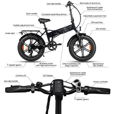 [EU LAGER] ENGWE EP-2 PRO 20 Zoll 750W Klapp Elektrische Schnee Fahrrad Power Unterstützen Moped E Bike Getriebe Geschwindigkeit 48V 12,8 AH 45 km/h Max Geschwindigkeit 80KM EBike MTB Bike