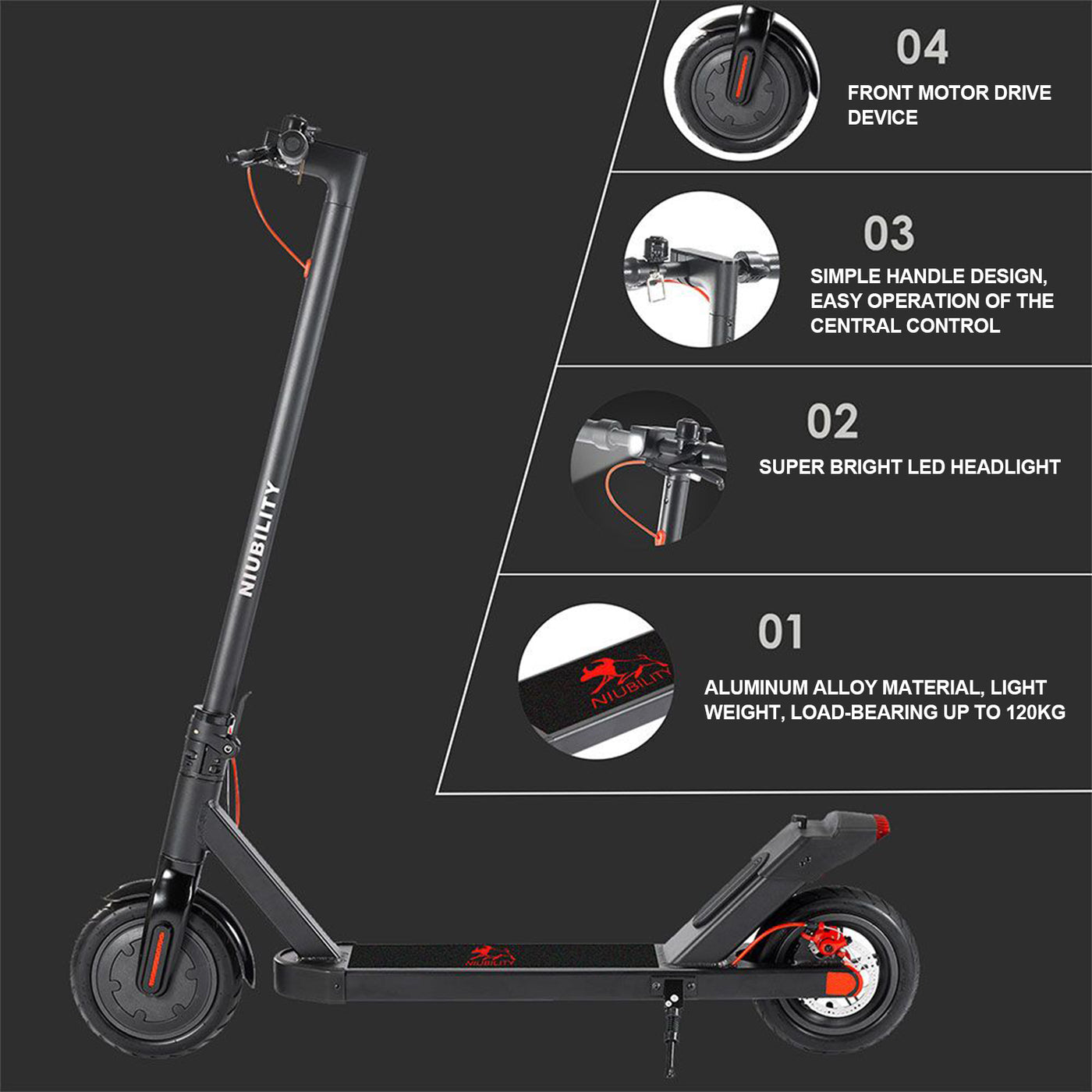 Niubility N1 Electric Scooter 8.5 Inch Folding E-Scooter Kick Push Escooter 250W