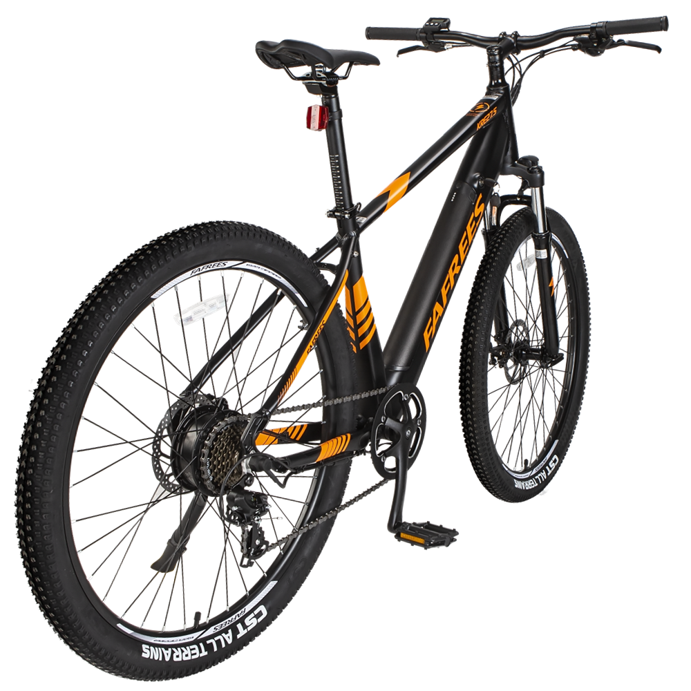 Electric Mountain Bikes for Adults 27.5'' FAFREES KRE27.5 Electric Bicycle 250W with 10Ah Removable Lithium Battery Moped Cycle, Professional 7-Speed Gears Black-Yellow